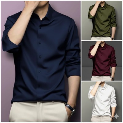 Men's Premium Rinkel Free China Stich Farmal Shirt (4-Pics Combo)