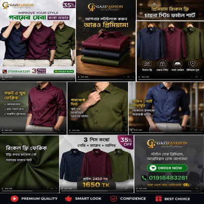 Men's Premium Rinkel Free China Stich Farmal Shirt( 3 Pics Combo)