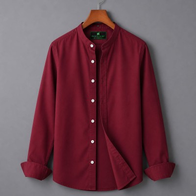 Men's Solid Cotton Shirt Ban Color