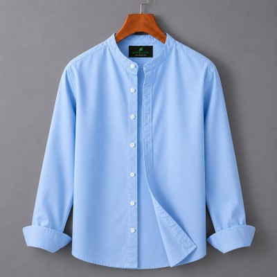 Men's Solid Cotton Shirt Ban Color