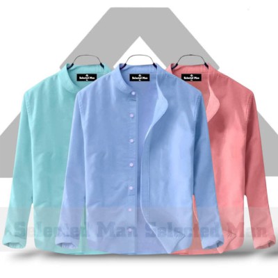 Men's Premium Quality Solid Band collar 3 Pics Combo Pack Long Sleeve Shirt Courtesy by Gazi Fashion