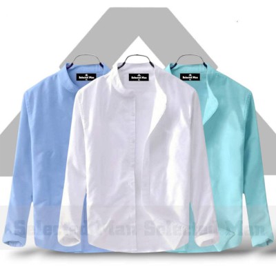 Men's Premium Quality Solid Band collar 3 Pics Combo Pack Long Sleeve Shirt Courtesy by Gazi Fashion