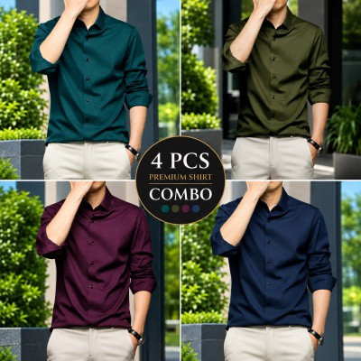 Men's Premium Rinkel Free China Stich Farmal Shirt (4-Pics Combo)