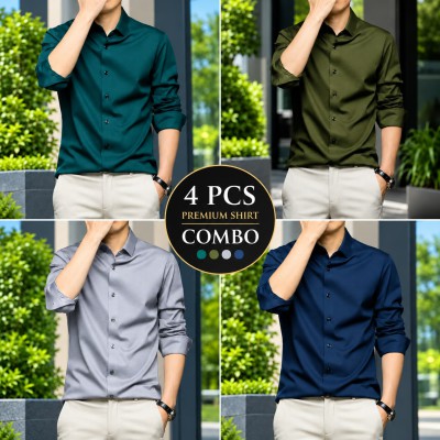Men's Premium Rinkel Free China Stich Farmal Shirt (4-Pics Combo)